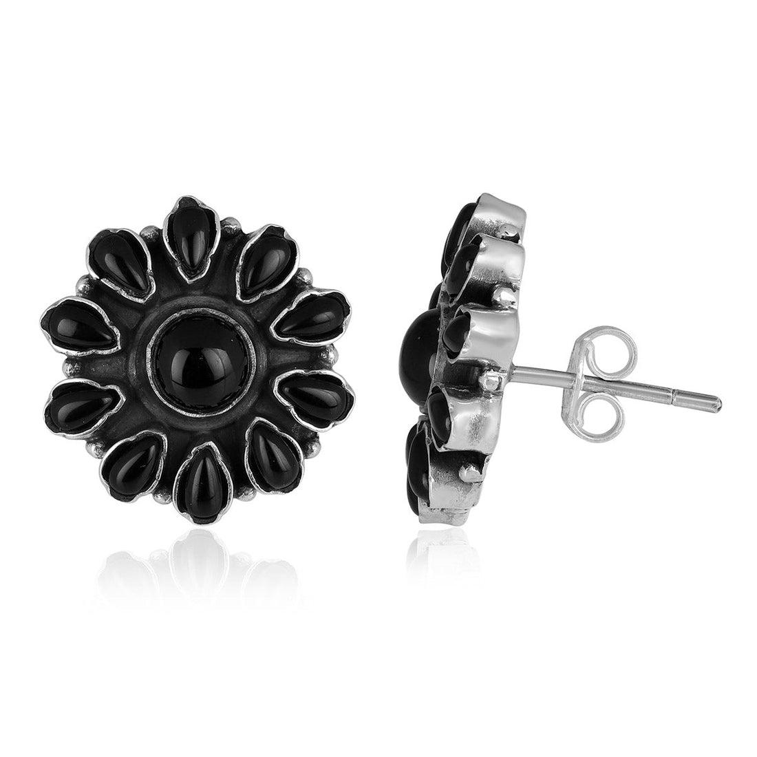 Black Onyx Silver Stud Earrings