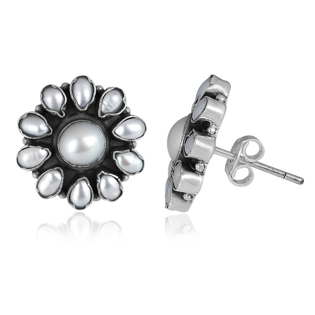 Pearl Silver Stud Earrings