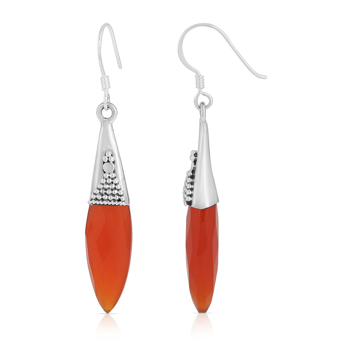925 Silver Red Onyx Dangle Earrings