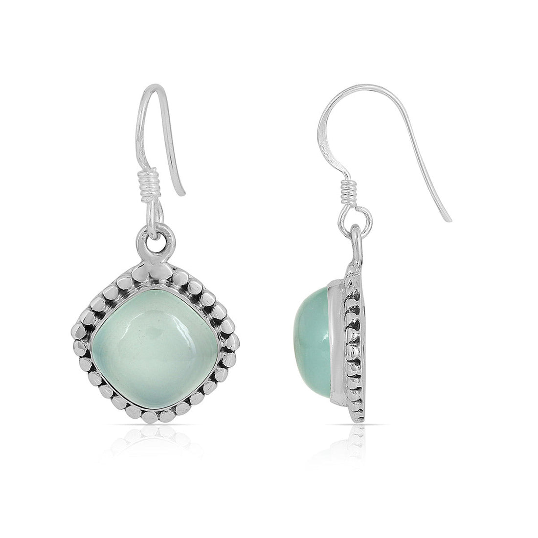 Aqua Chalcedony Handmade Dangle Earrings