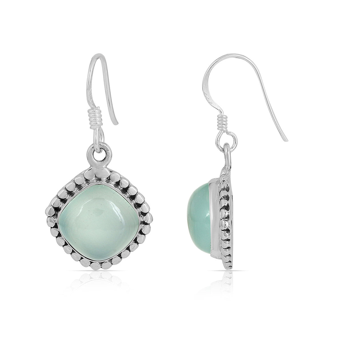 Aqua Chalcedony Handmade Dangle Earrings