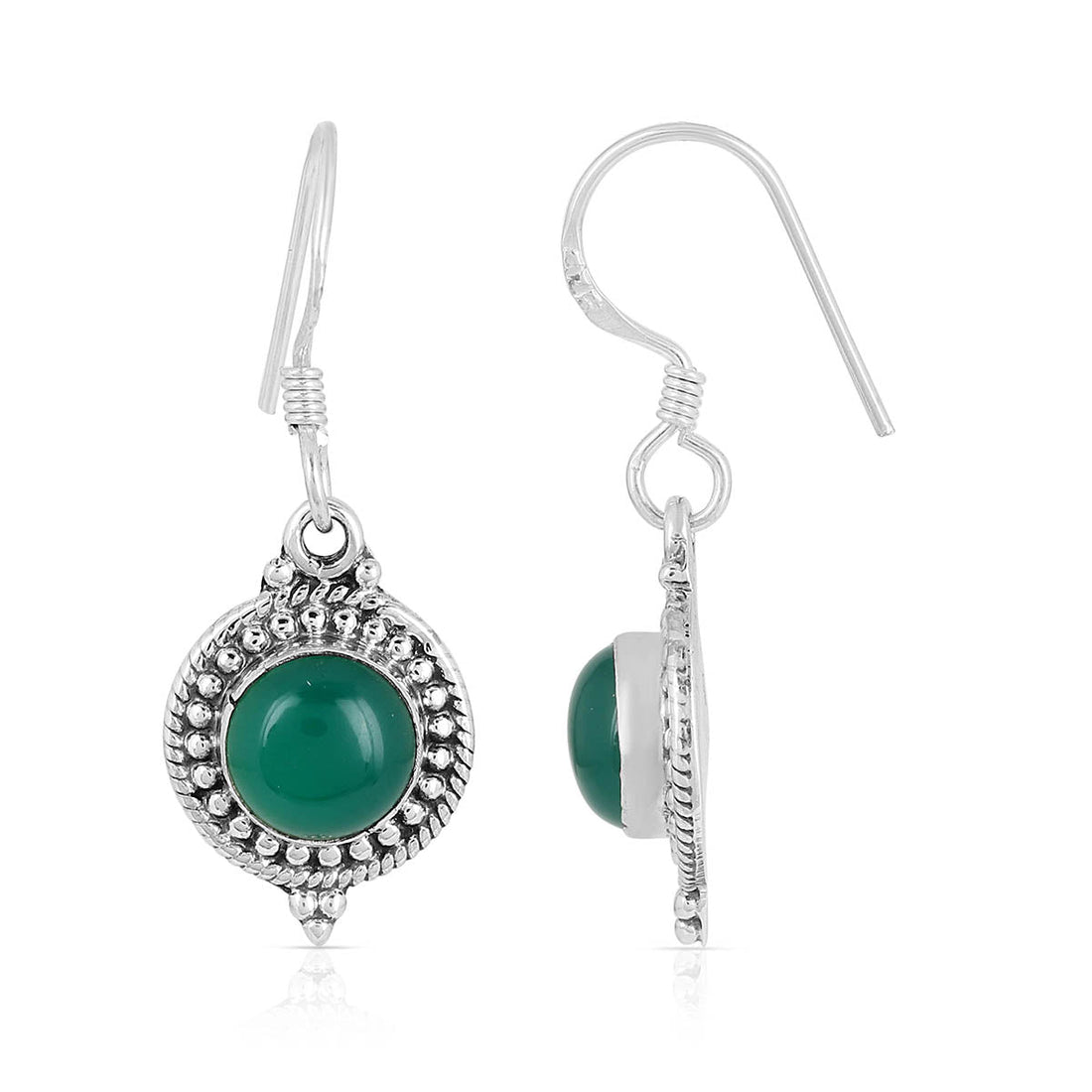 Green Onyx Silver Dangle Earrings