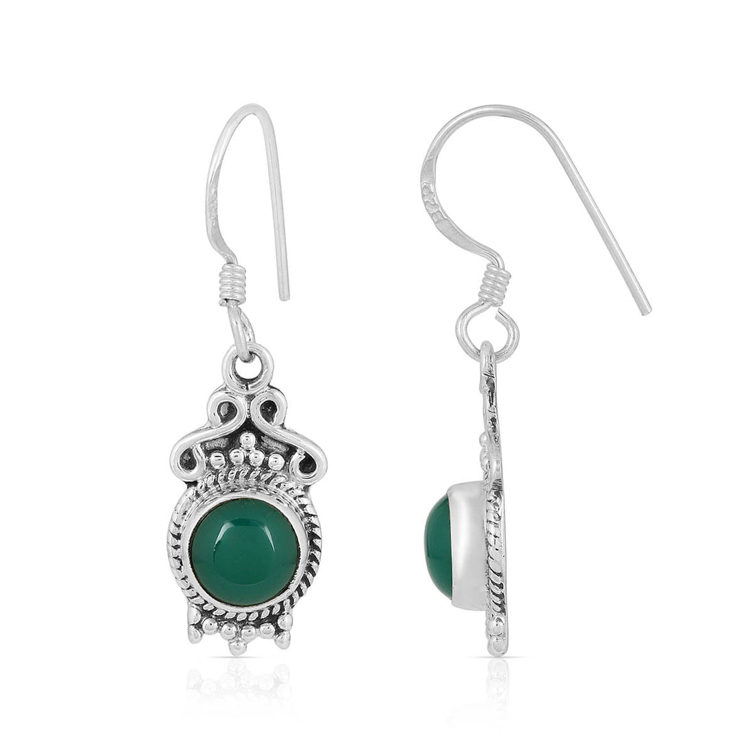Green Onyx Oxidized Silver Handmade Earrings