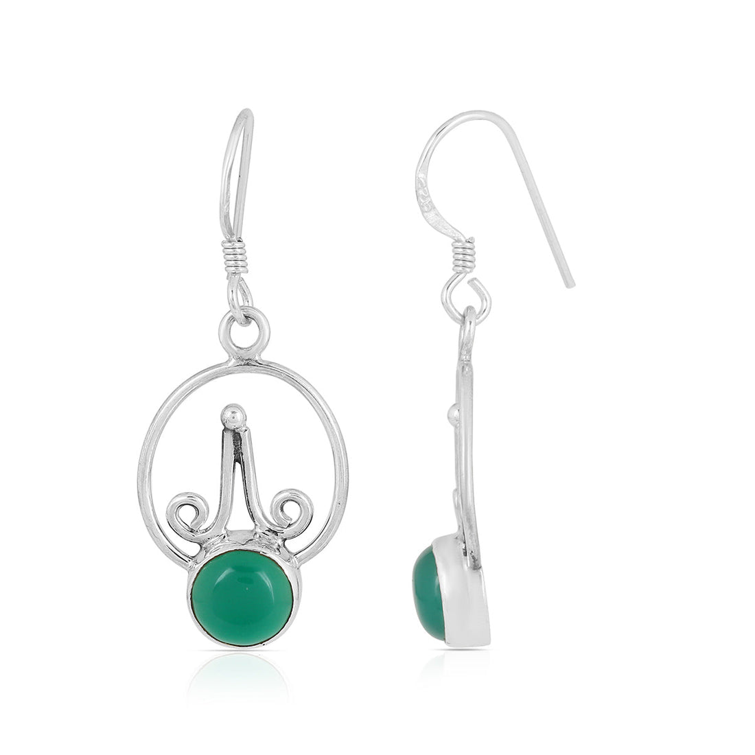 Green Onyx Sterling Silver Dangle Earrings