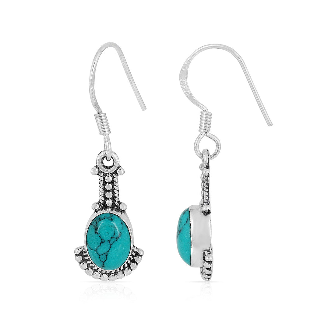 Oxidized Silver Turquoise Dangle Earrings