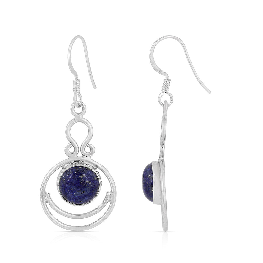 Lapis Lazuli Silver Smiley Dangle Earrings