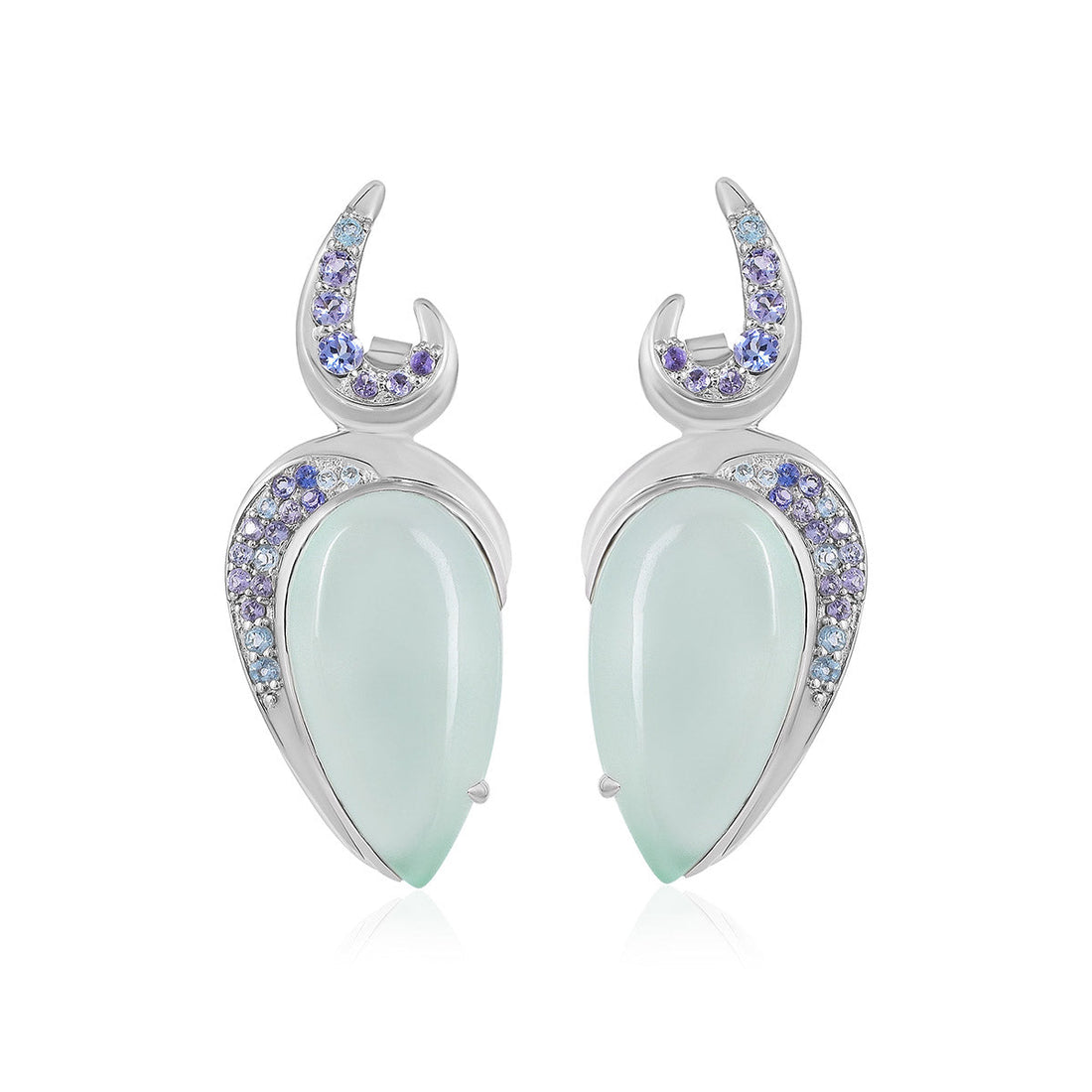 Aqua Chalcedony with Accents Silver Stud Earring