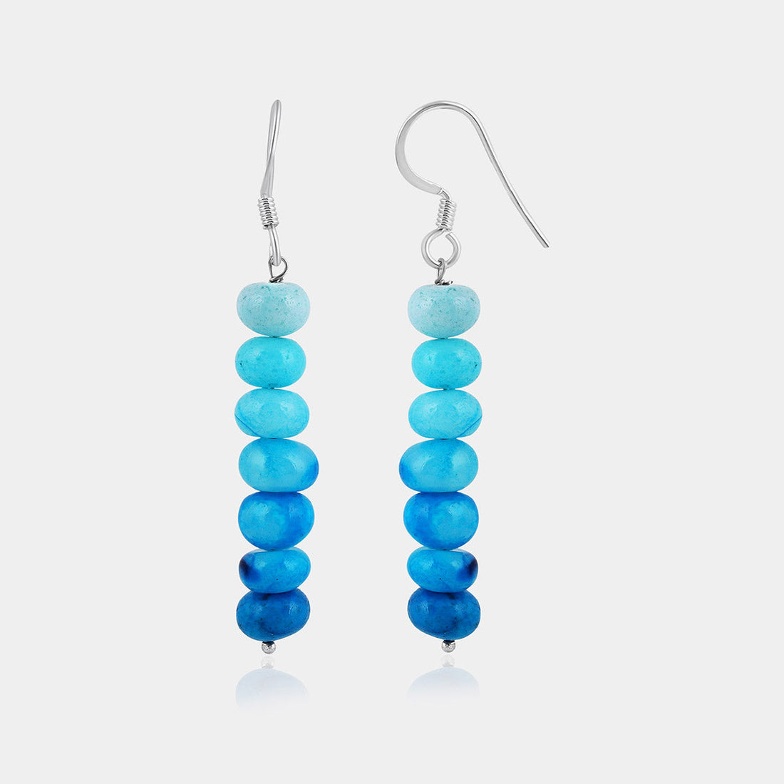 Sky Blue Opal Beads Silver Dangle Earrings