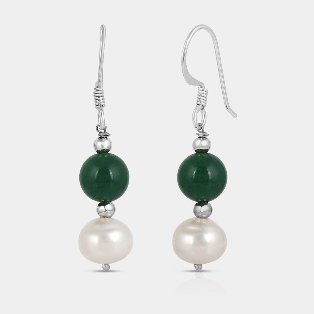Aventurine and Pearl Beads Dangle Earrings
