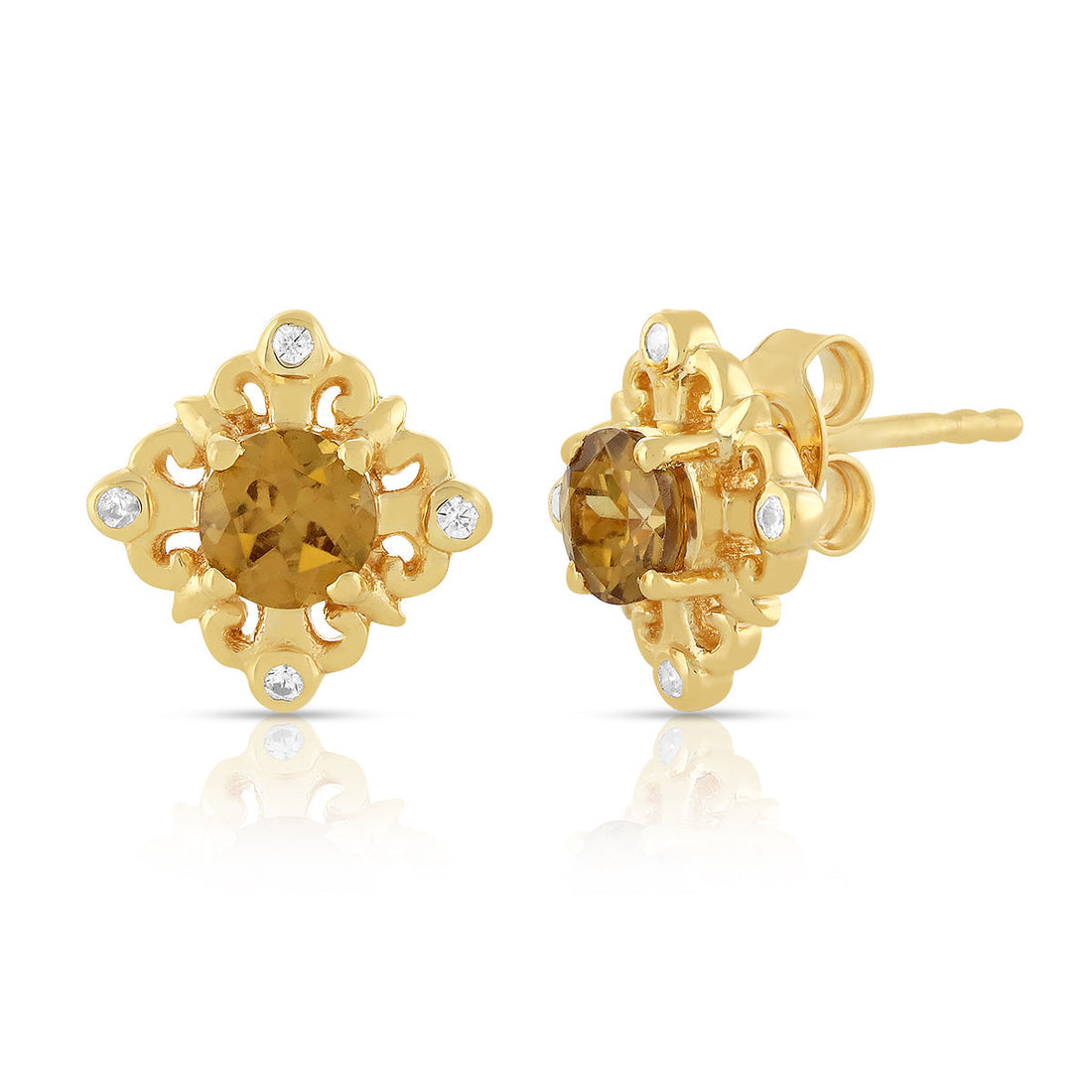 Canary Zircon Silver Stud Earrings