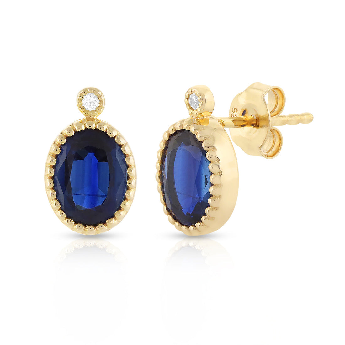 Kyanite and Zircon Silver Stud Earrings