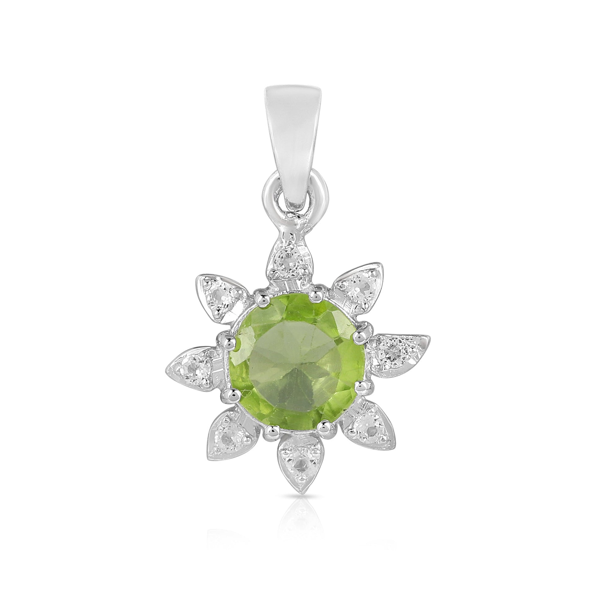 Peridot and White Topaz Silver Pendant