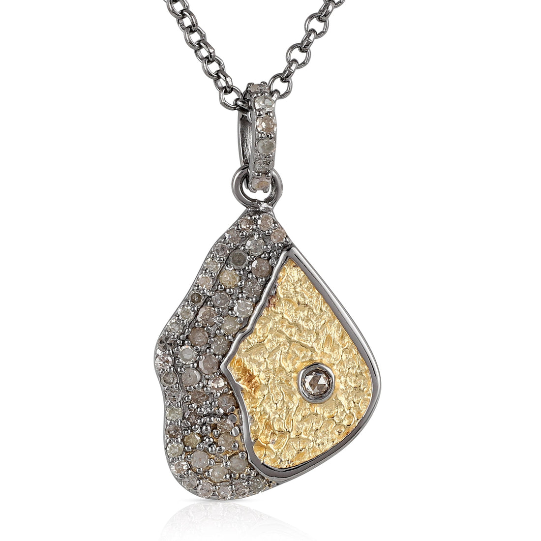 Clustered Diamond Silver Pendant Necklace
