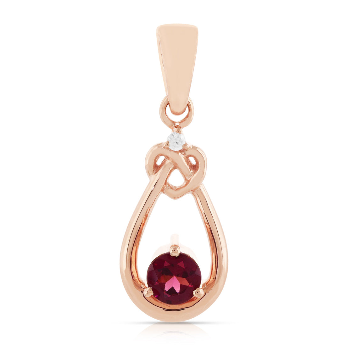 Garnet and Zircon Love Knot Silver Pendant