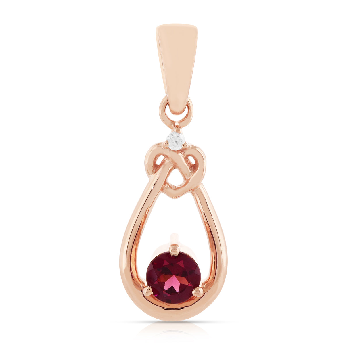 Garnet and Zircon Love Knot Silver Pendant