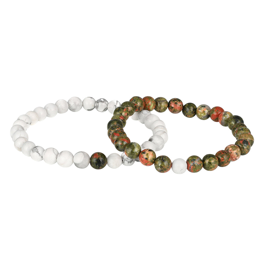 Howlite and Unakite Couple Bracelet