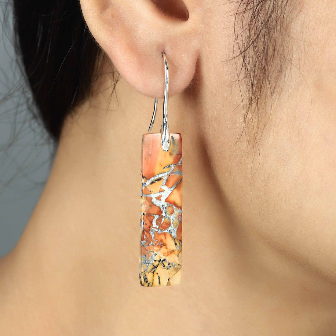 Maligano Jasper Gemstone Silver Earrings