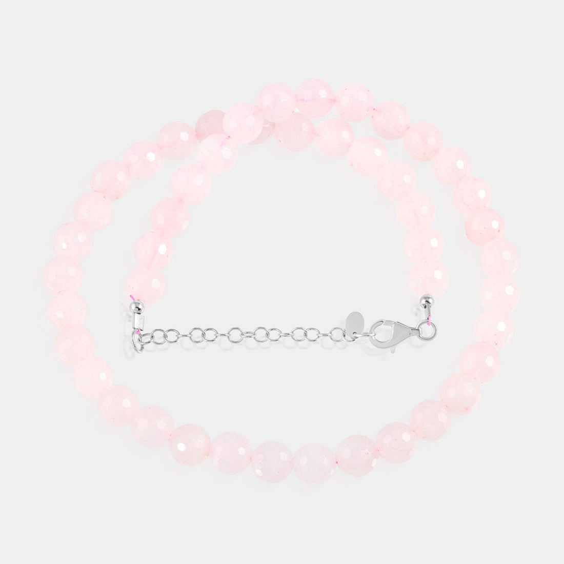 Handmade 925 Silver Necklace with Natural Rose Quartz Beads