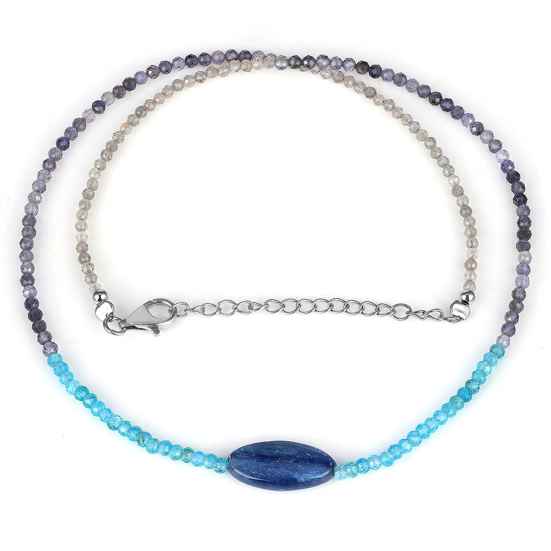Multi Gemstone Beads Silver Necklace