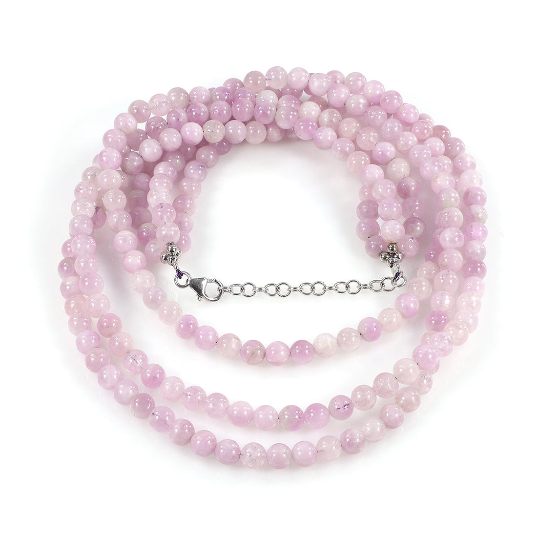 Kunzite Beads Layered Silver Necklace