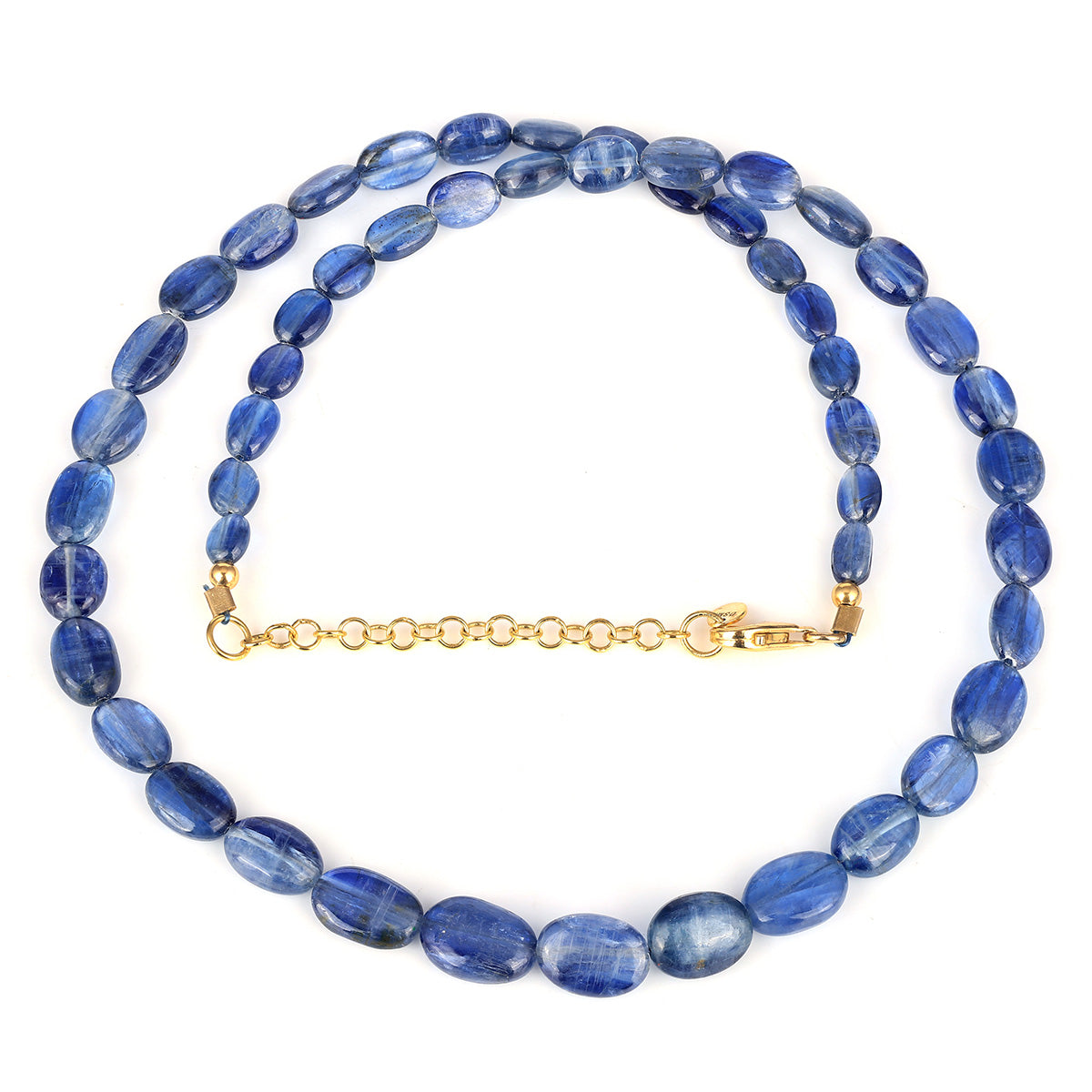 Kyanite Oval Beads Silver Necklace
