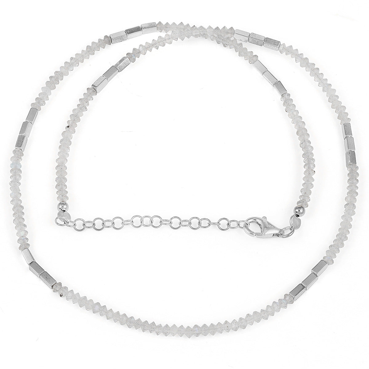 Labradorite and Hematite Silver Necklace