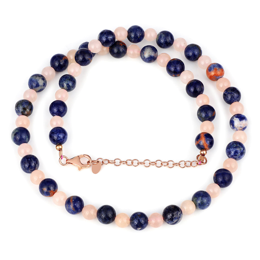Sodalite and Peach Aventurine Silver Necklace