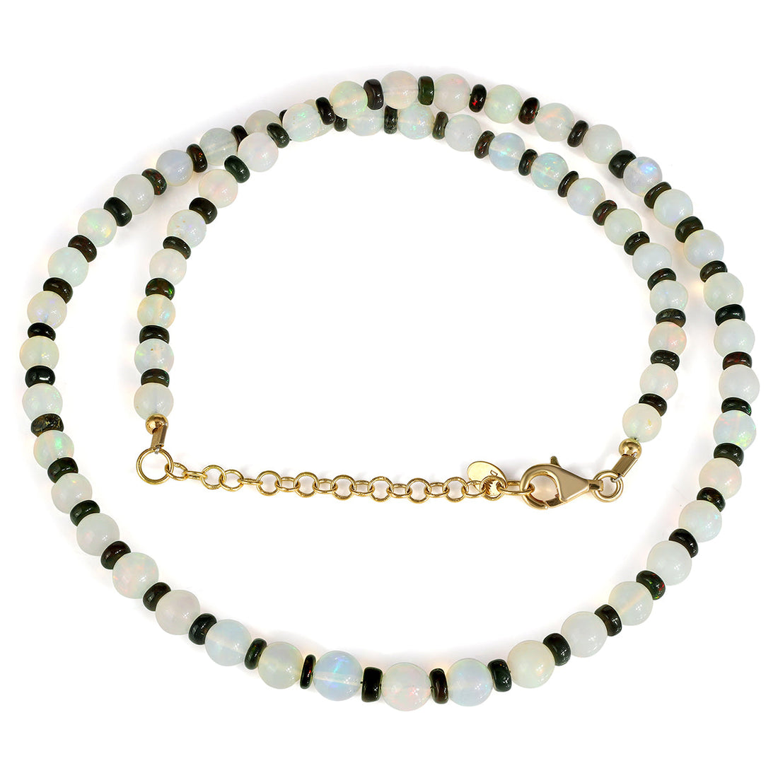 Ethiopian White and Black Opal Silver Necklace