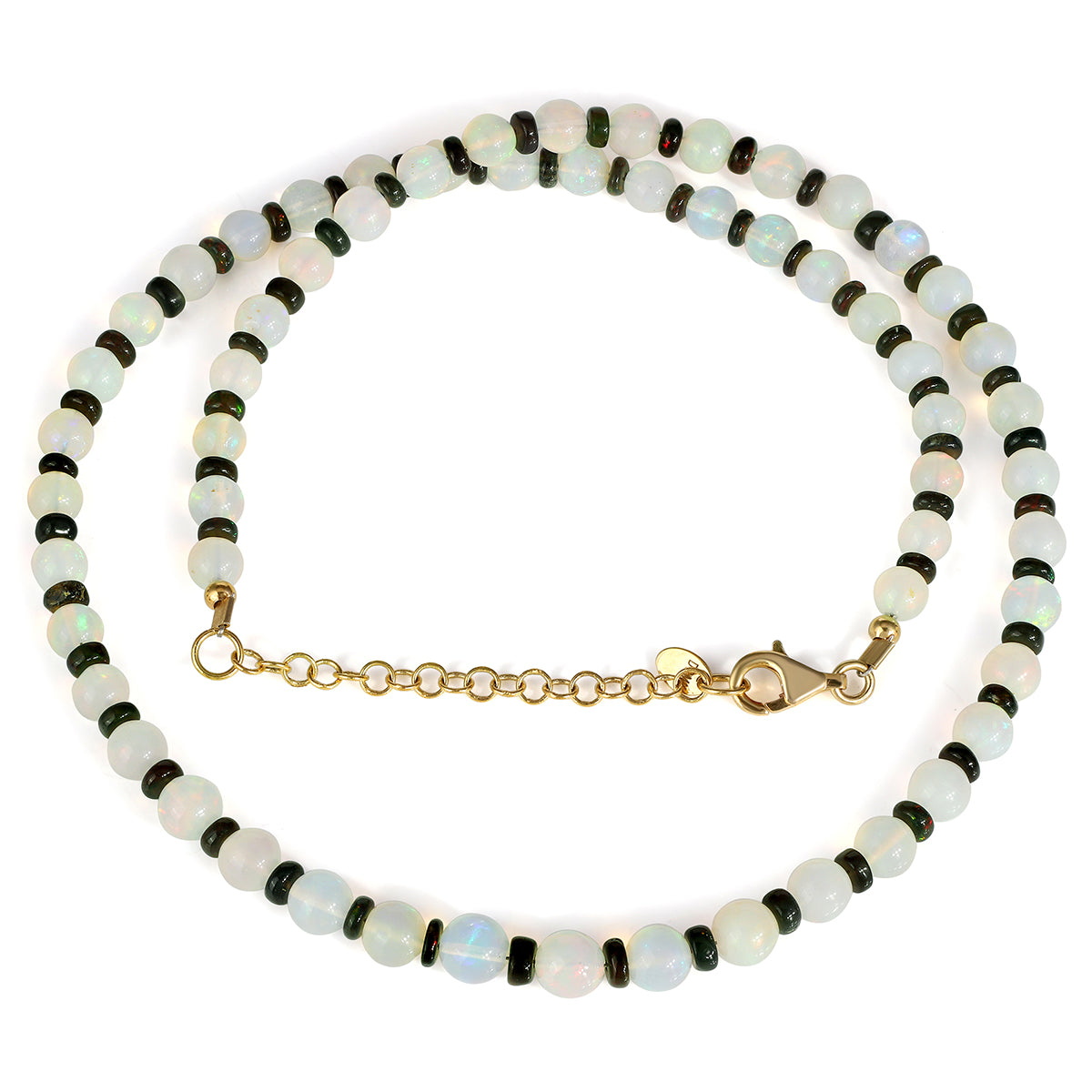 Ethiopian White and Black Opal Silver Necklace