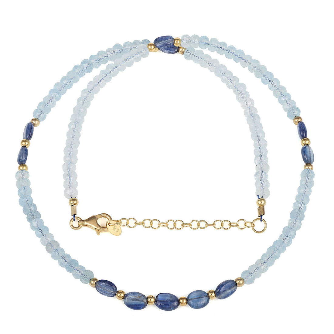 Aquamarine and Kyanite Silver Necklace