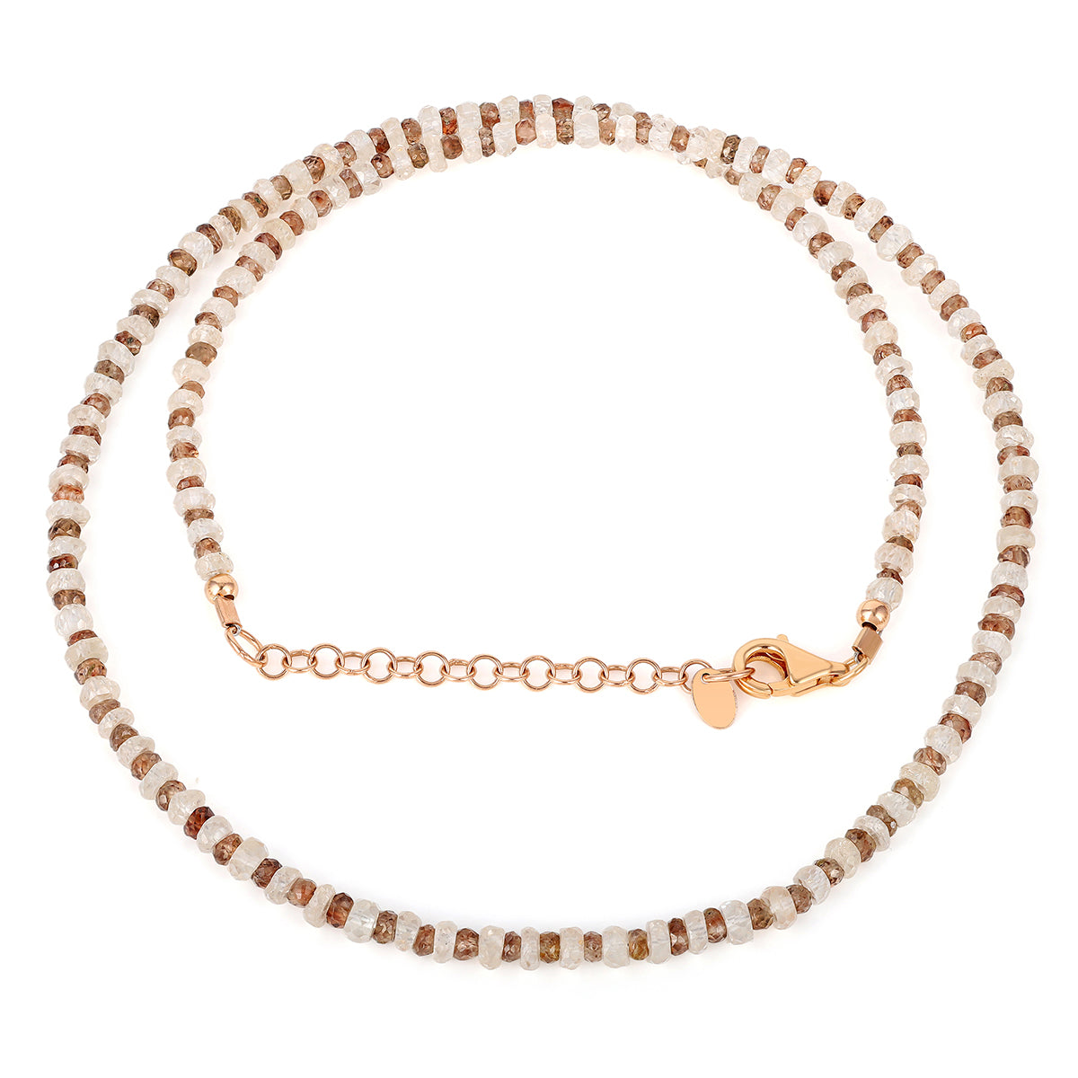 White and Champagne Zircon Silver Necklace