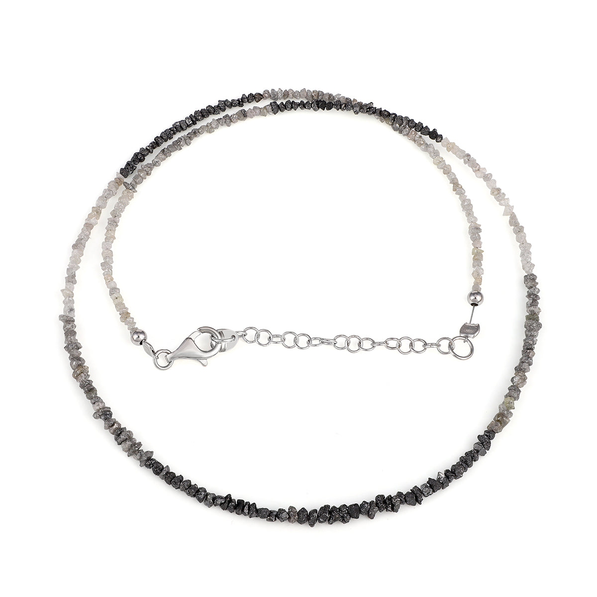 Gray, Black and White Diamond Silver Necklace