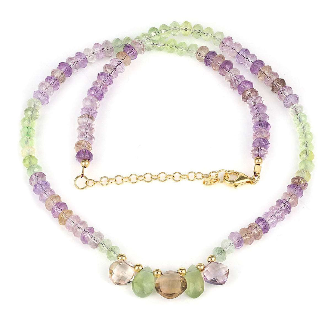 Ametrine and Prehnite Silver Necklace