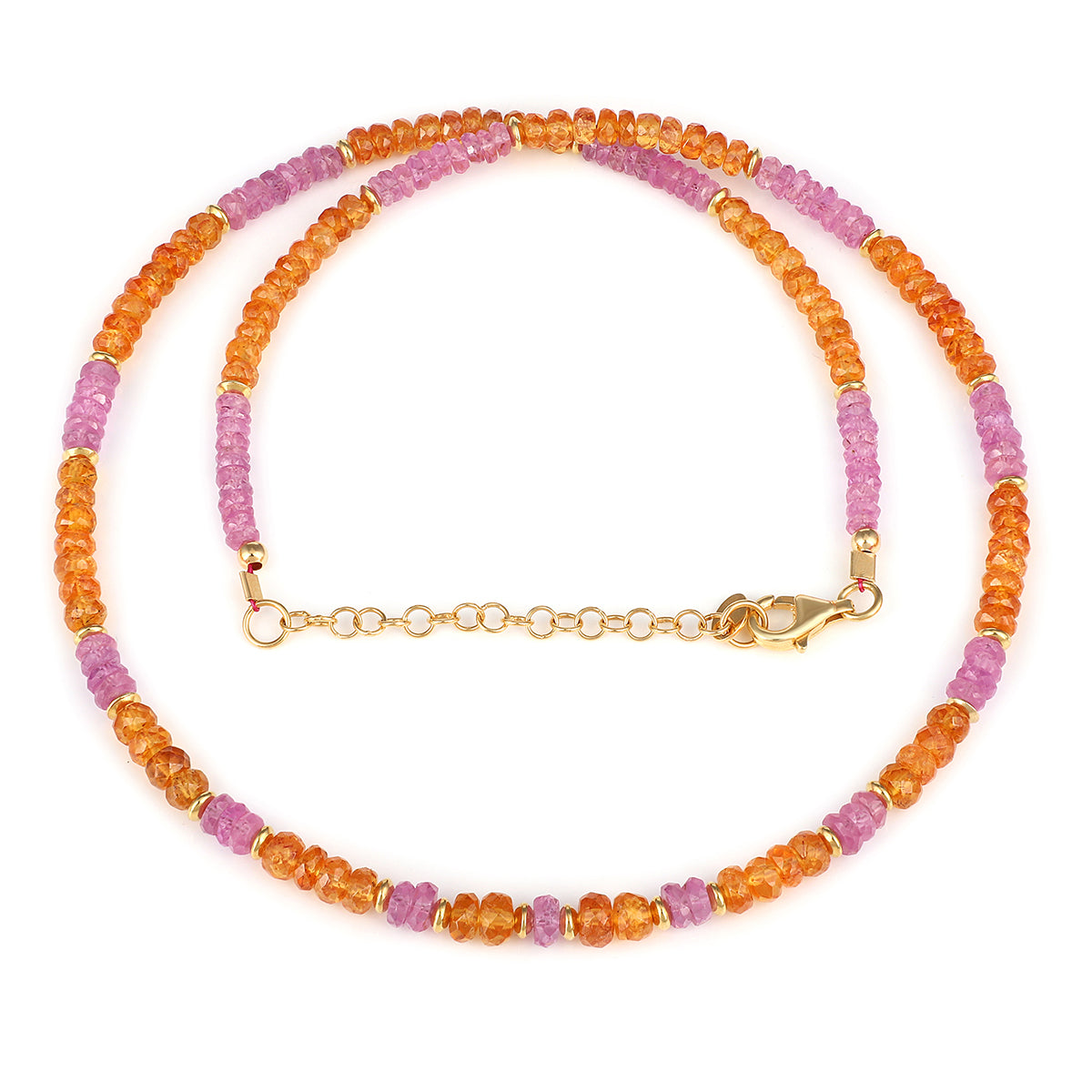 Mandarin Garnet and Pink Sapphire Silver Necklace