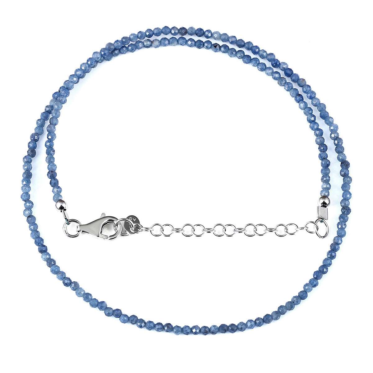Blue Sapphire Beads Silver Necklace