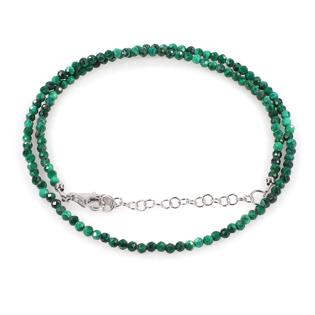 Malachite Beads Silver Necklace