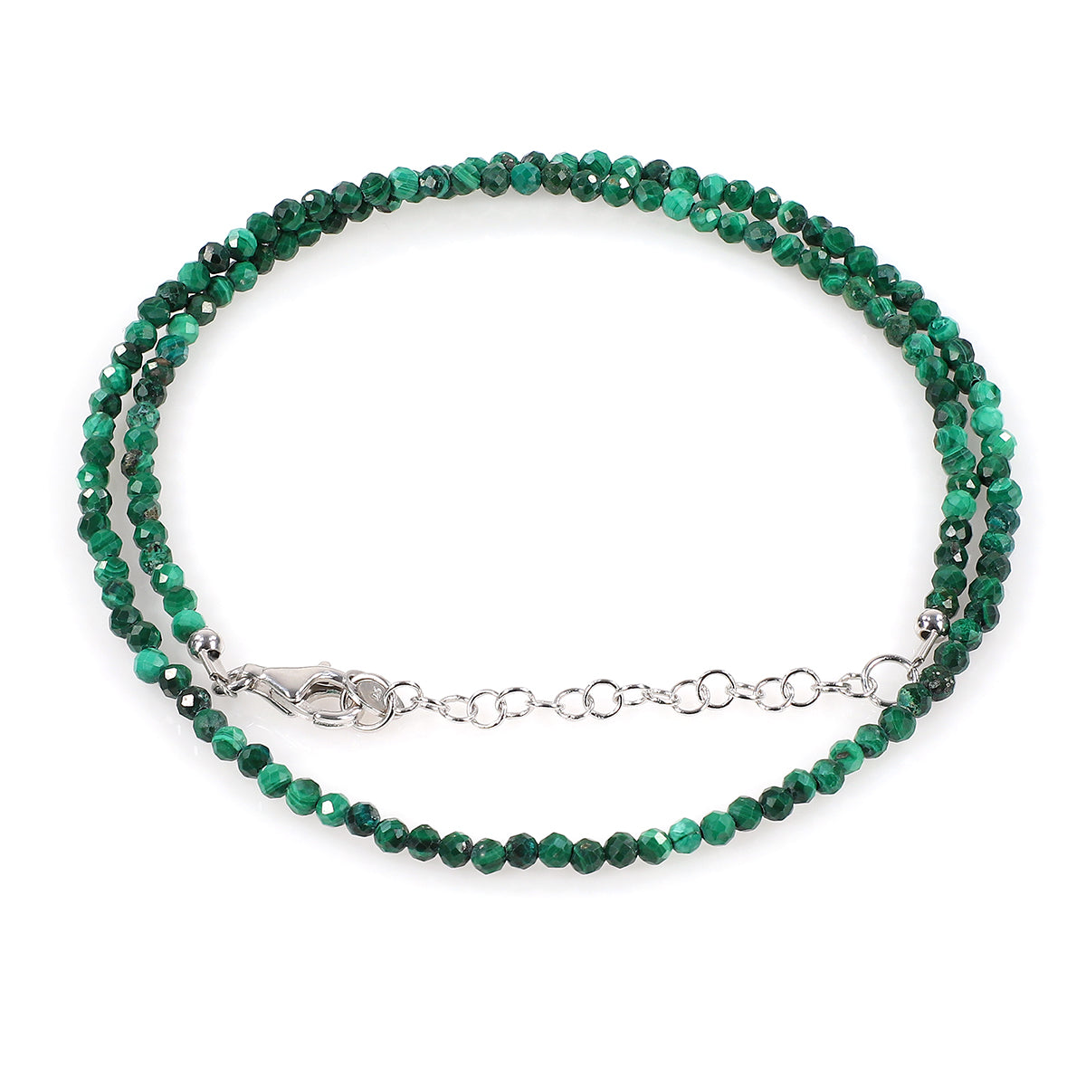 Malachite Beads Silver Necklace