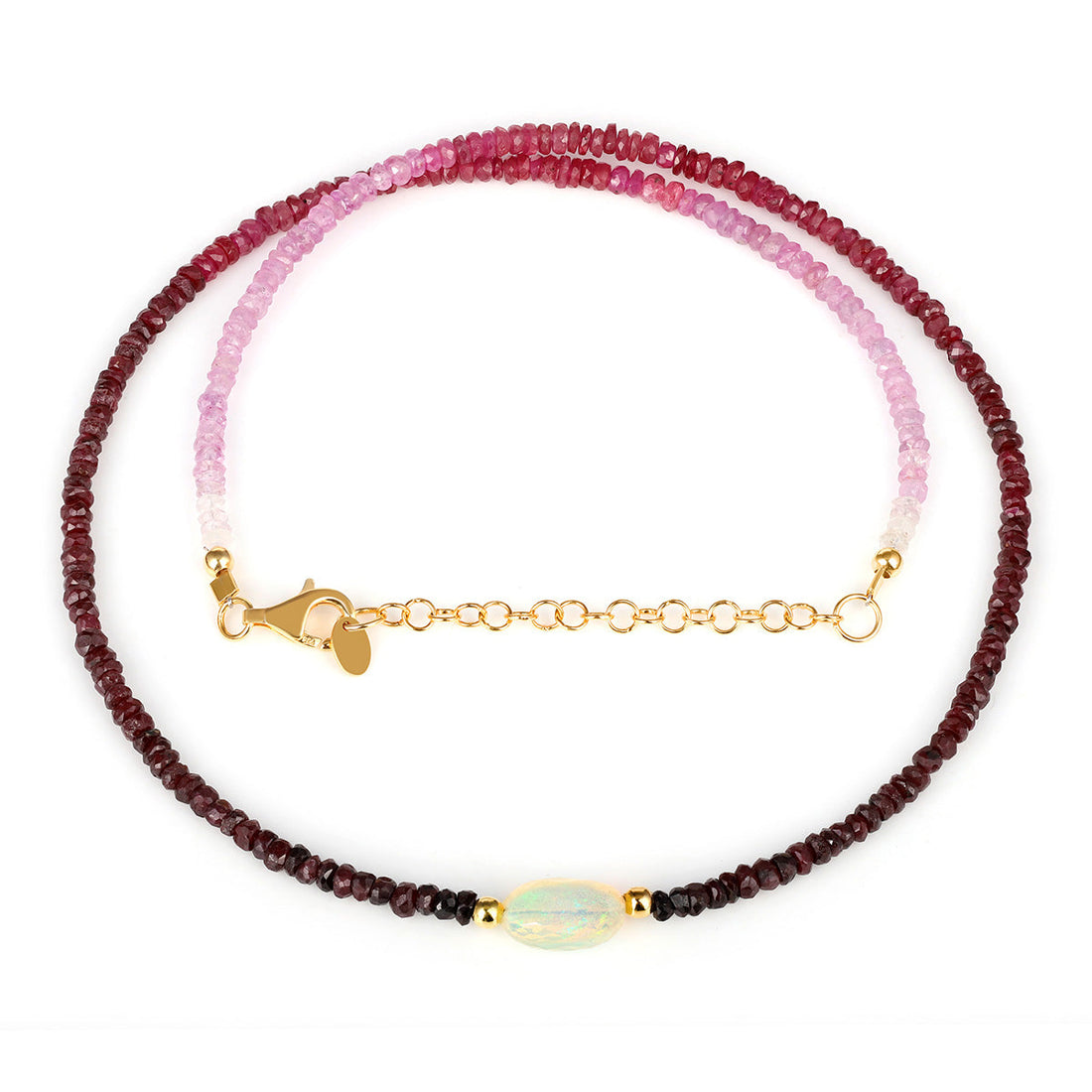 Ruby and Ethiopian Opal Silver Necklace