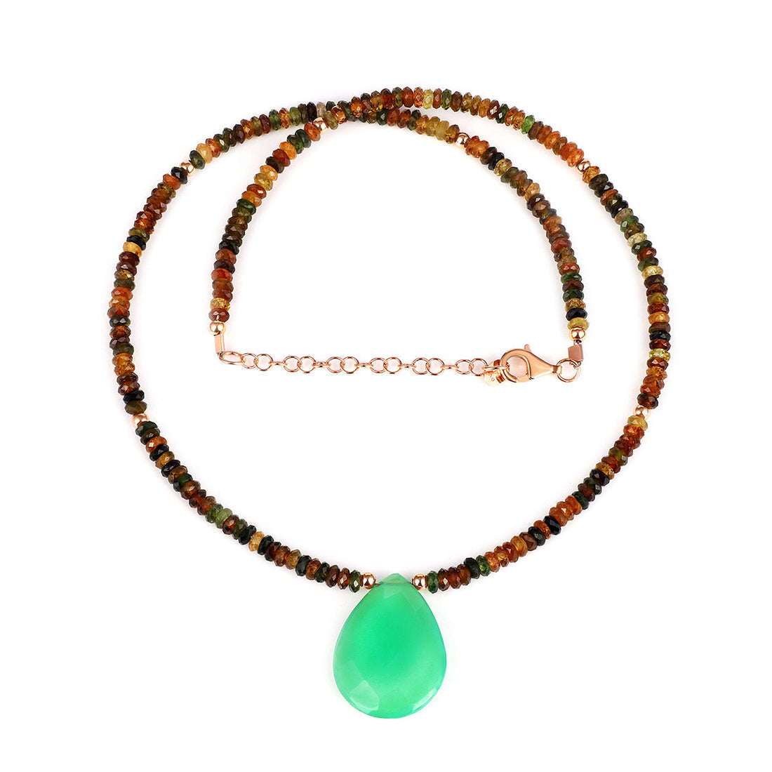 Multi Tourmaline and Chalcedony Pendant Necklace