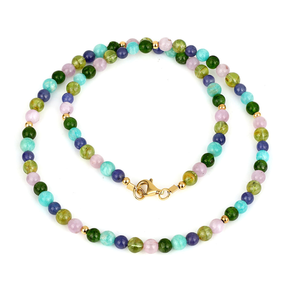 Multi Gemstone Beads Silver Choker Necklace
