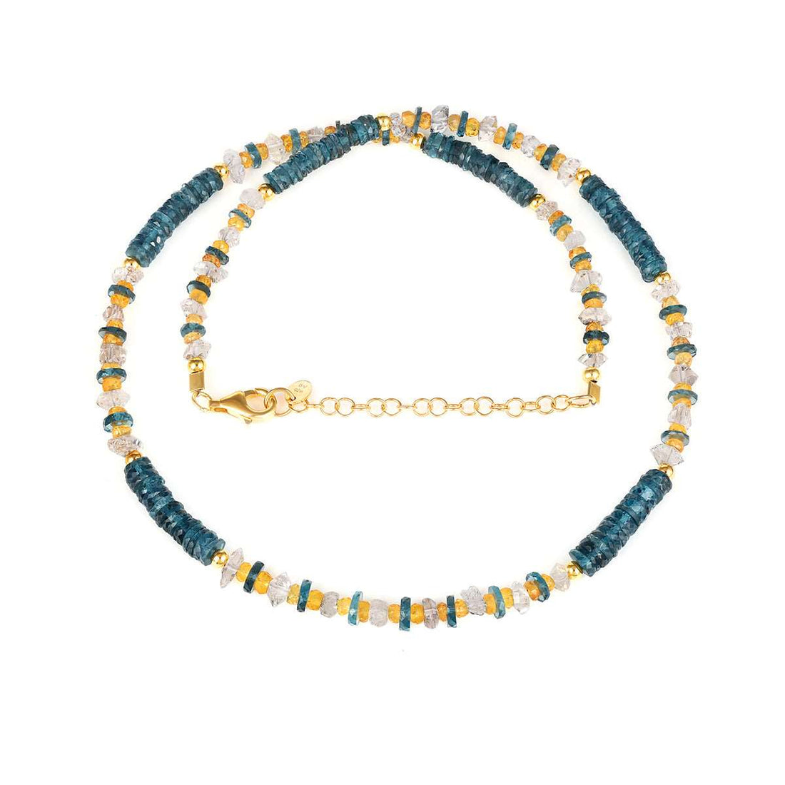 Blue Topaz, Sapphire and Herkimer Diamond Necklace