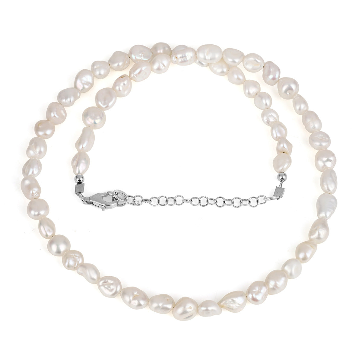 Cultured Pearl Beads Silver Necklace