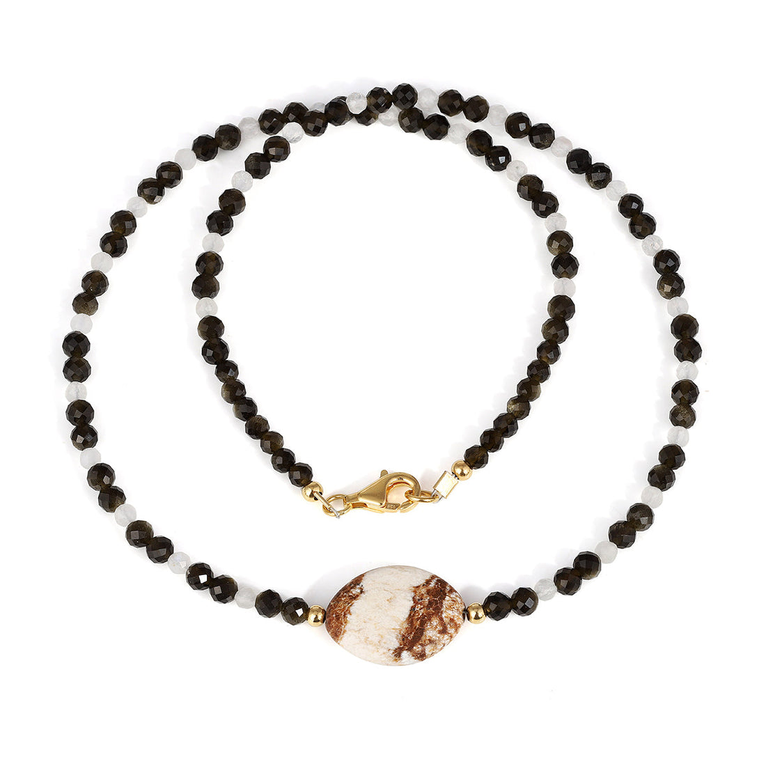 Multi Gemstone Beads Silver Necklace
