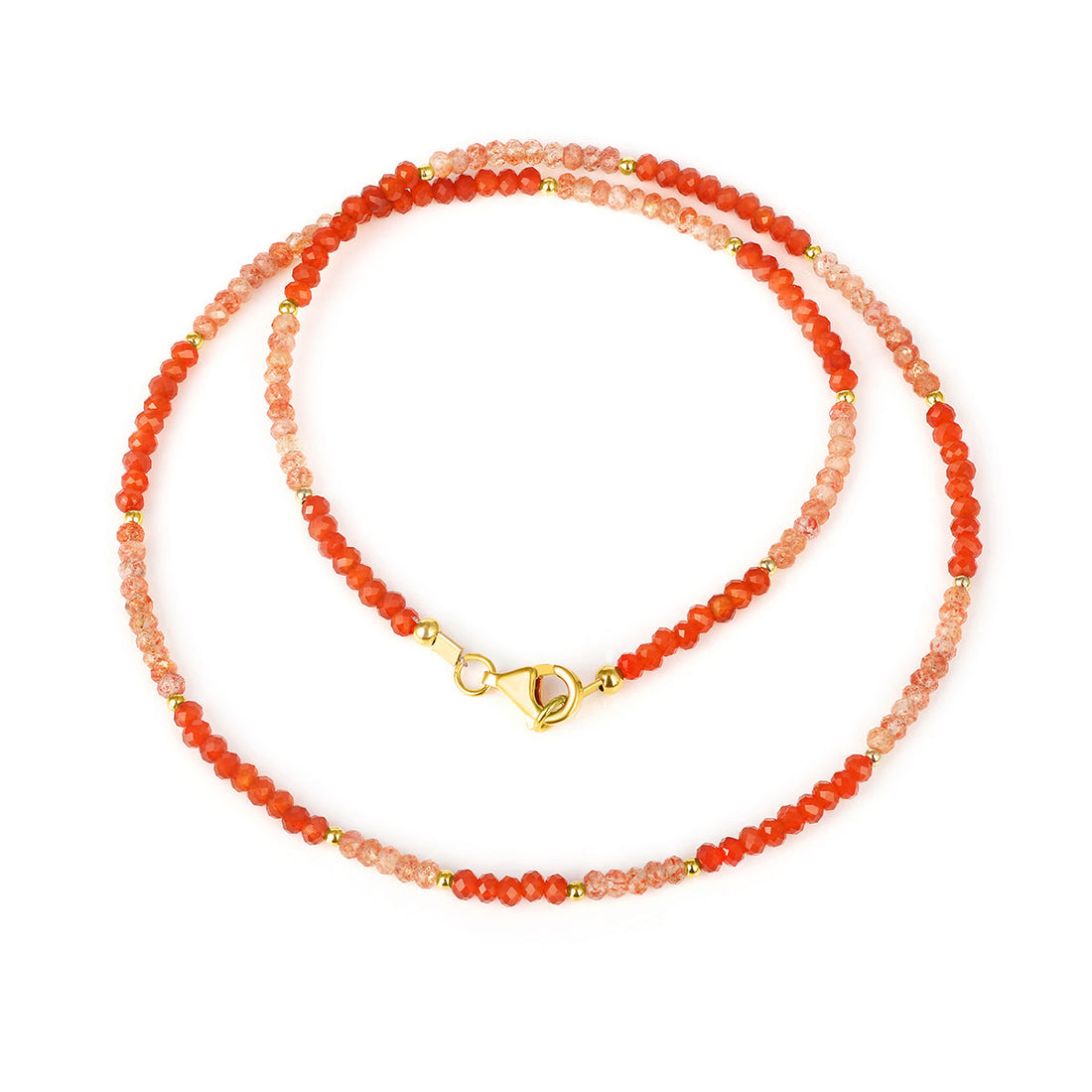 Red Onyx and Sunstone Silver Necklace