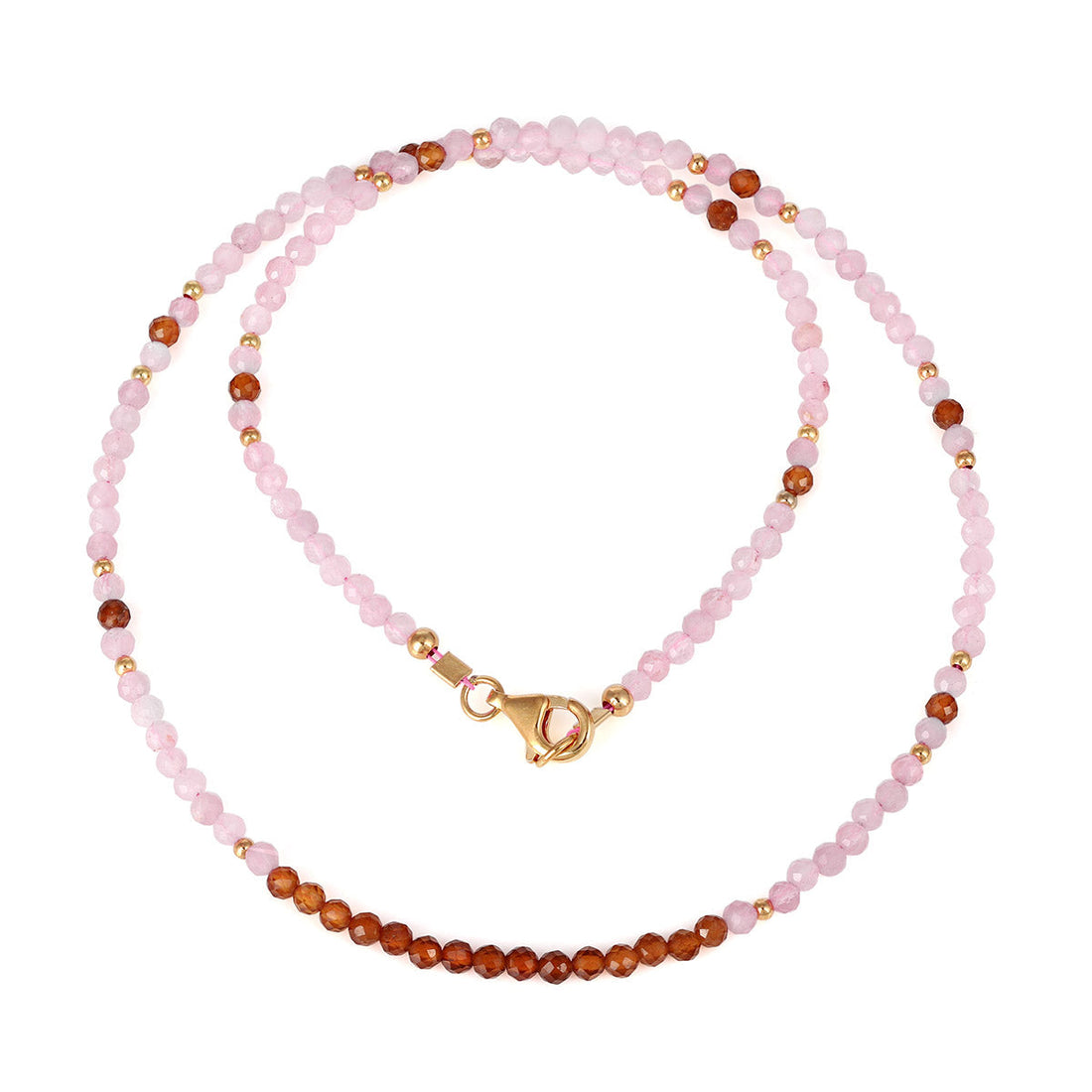 Hessonite Garnet and Rose Quartz Silver Necklace