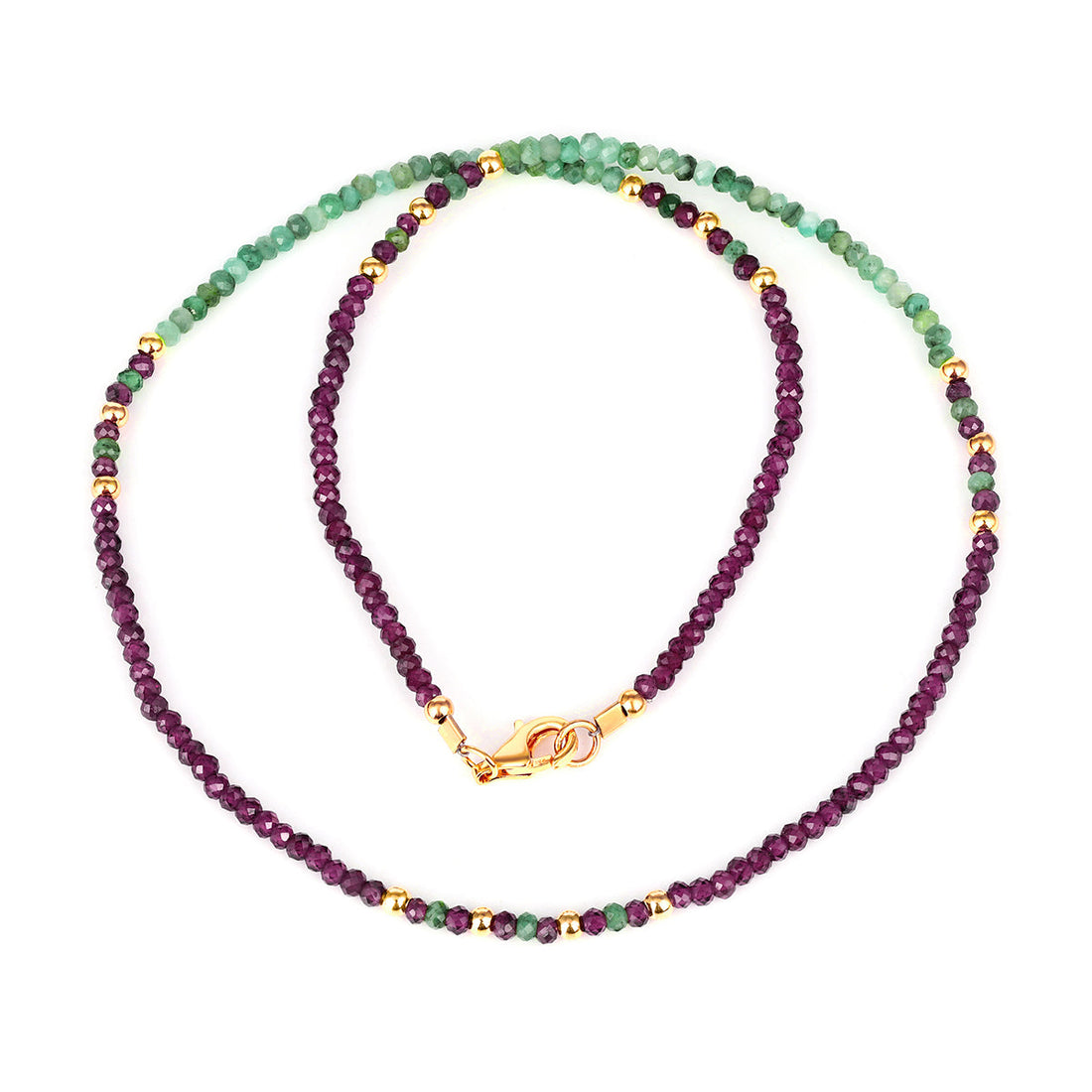 Garnet and Emerald Silver Choker Necklace