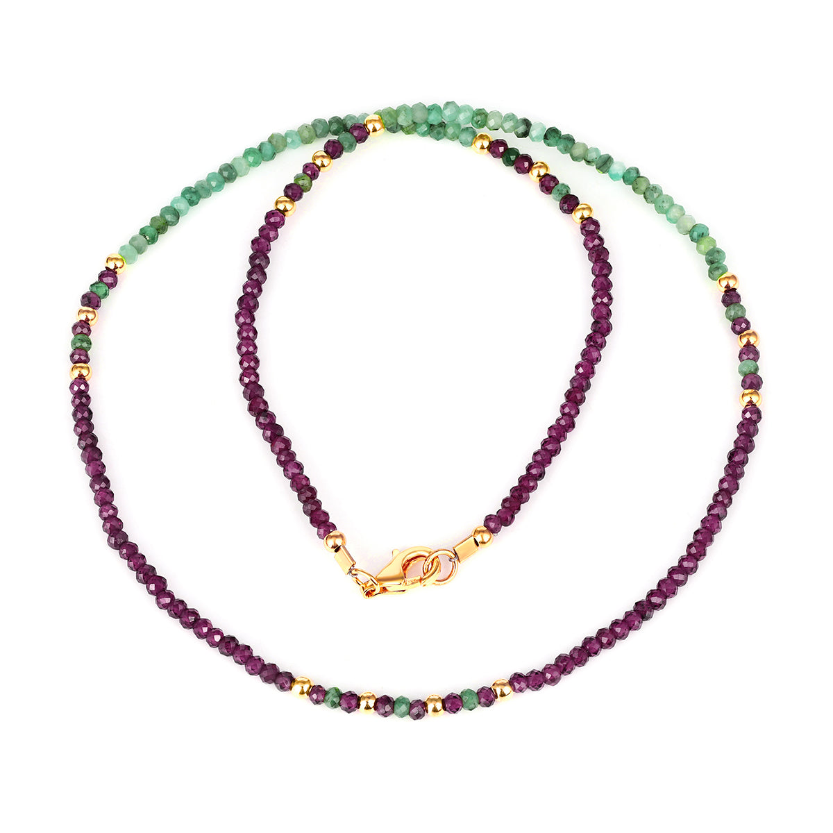 Garnet and Emerald Silver Choker Necklace
