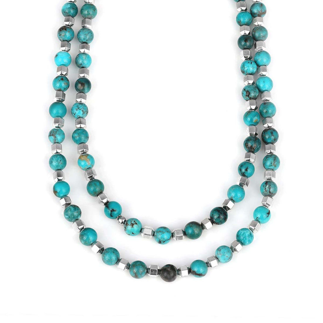 Turquoise and Hematite Long Necklace