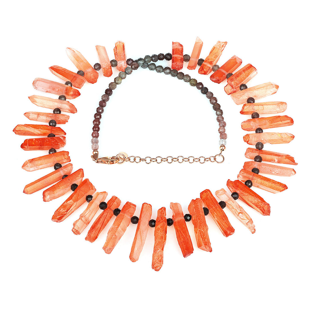 Scapolite and Mystic Quartz Silver Necklace