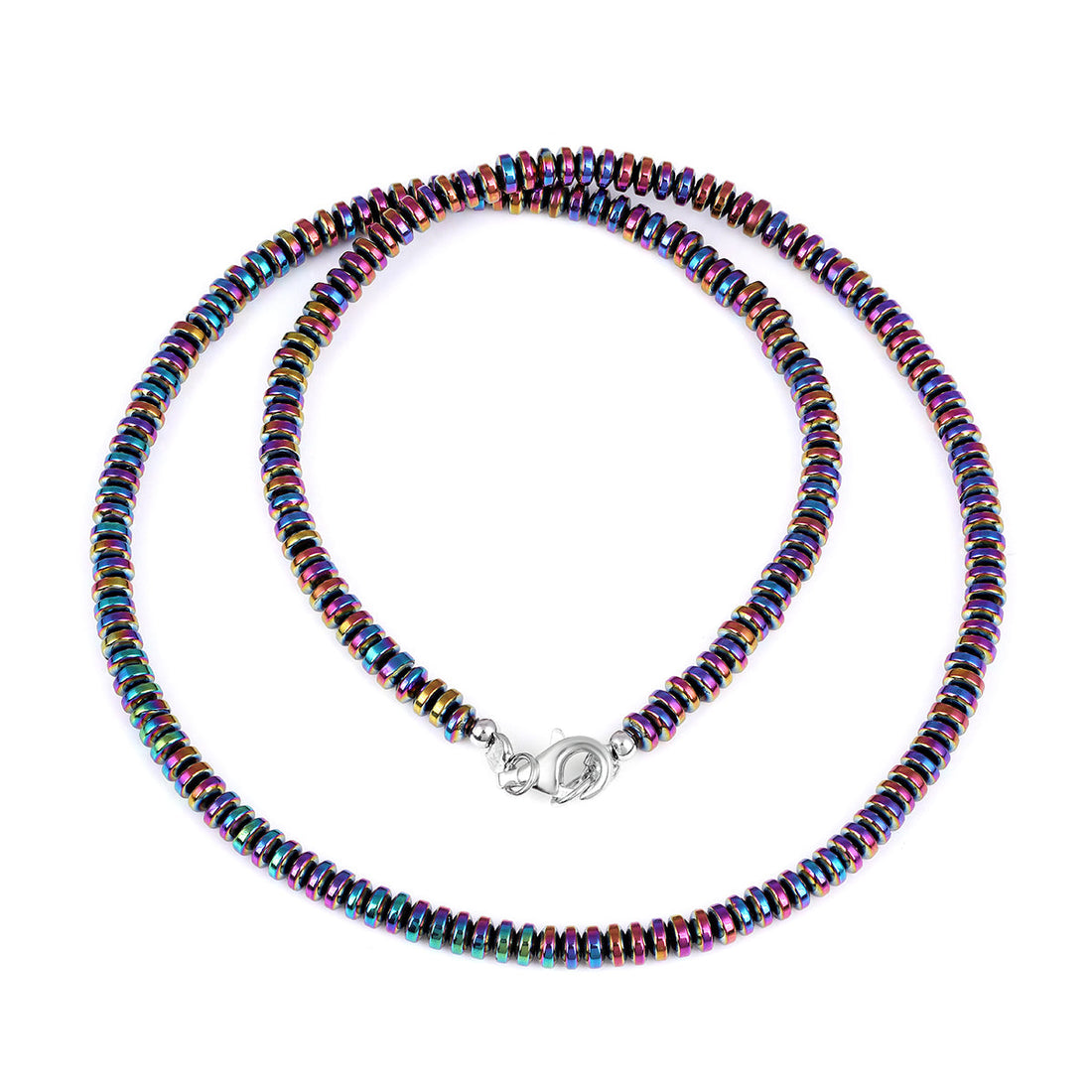 Rainbow Hematite Silver Choker Necklace